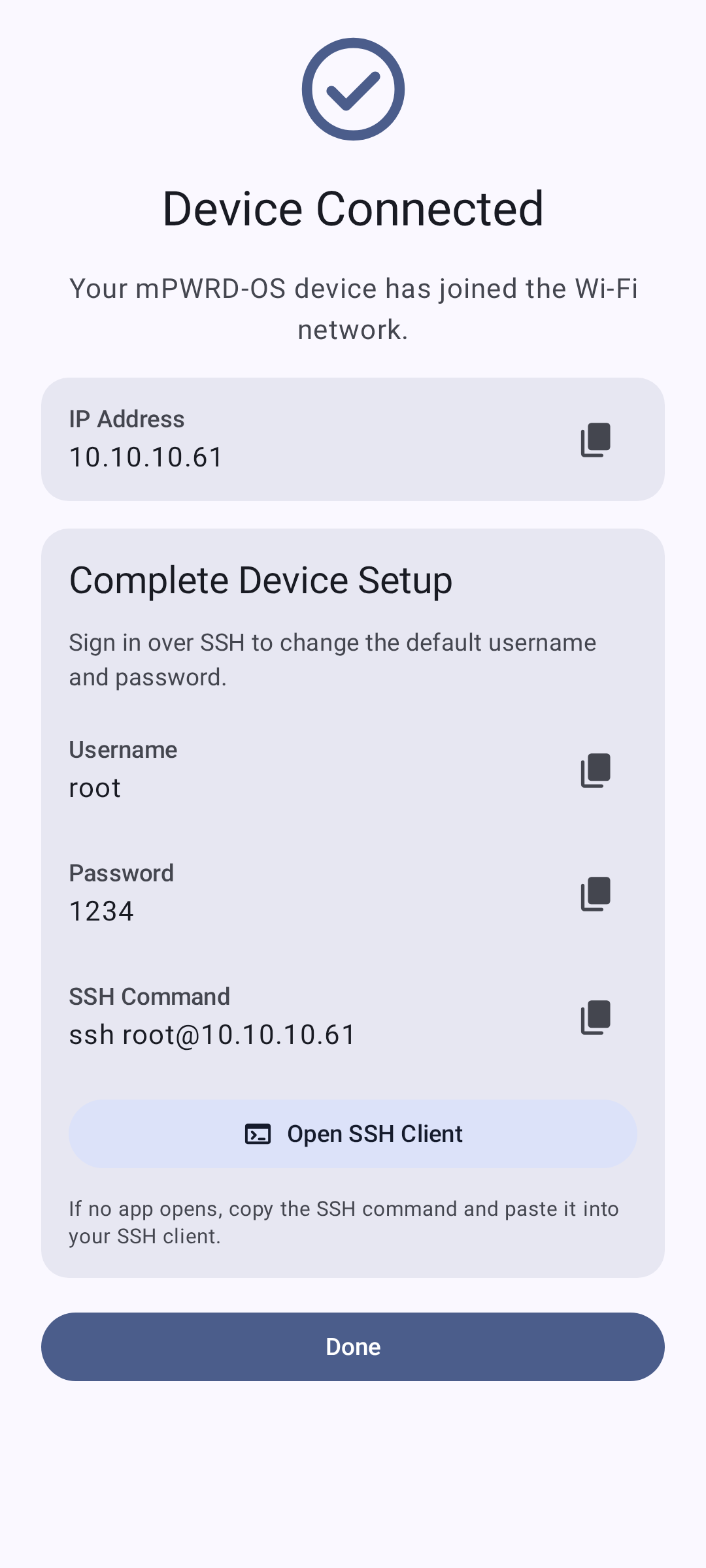 WiFi connection success