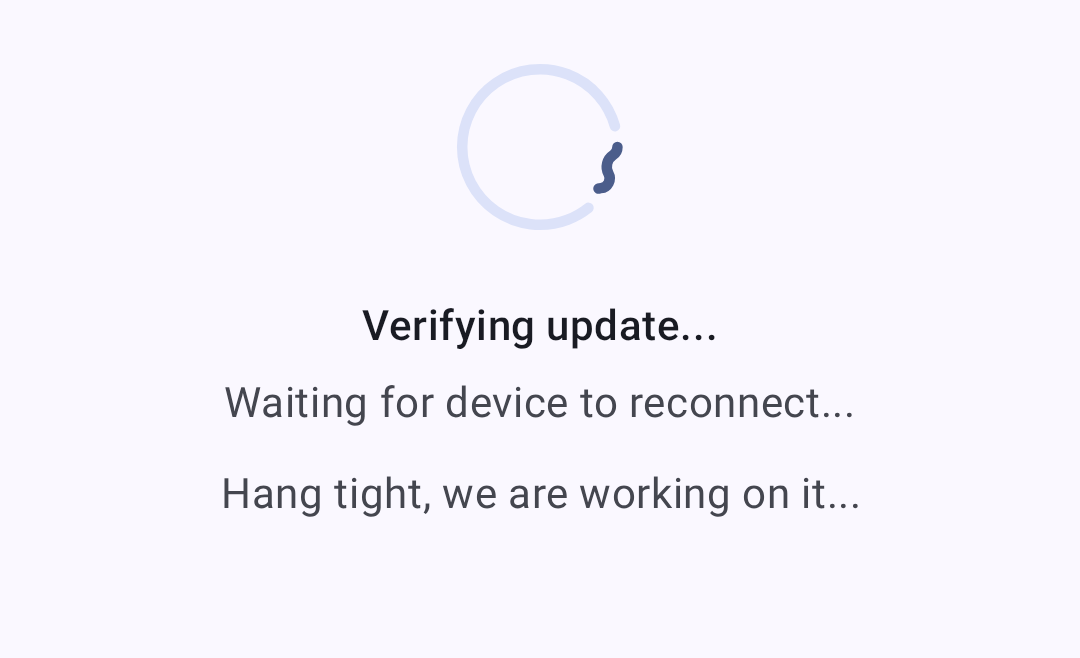 Verifying update and waiting for the device to reconnect