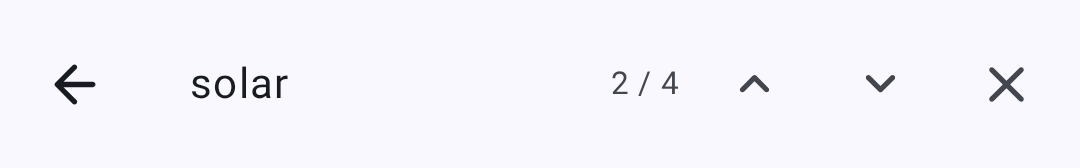 Message search bar with result counter and previous/next arrows