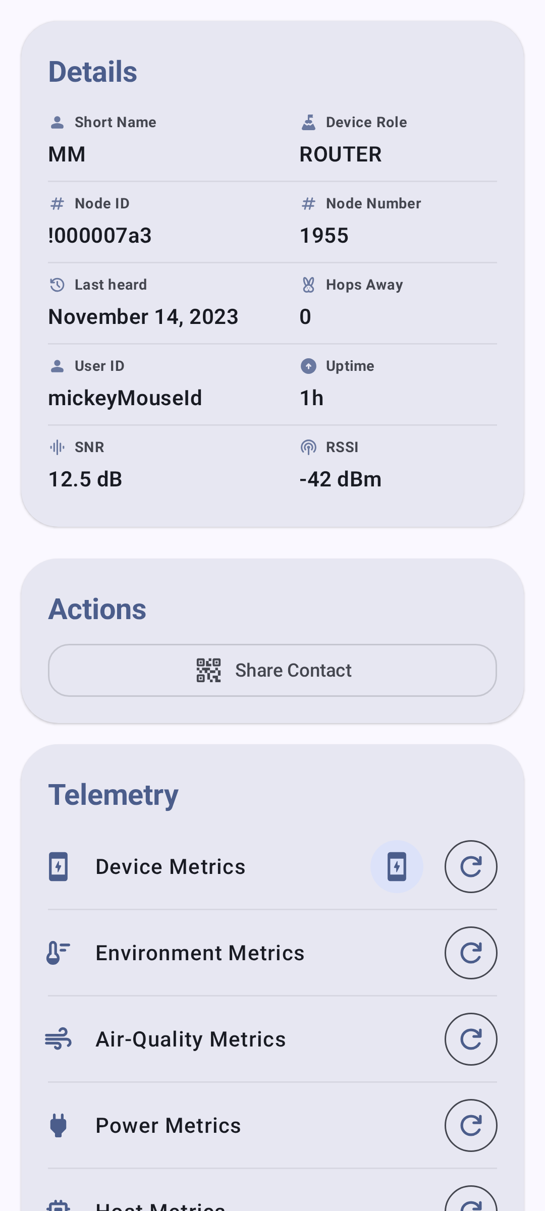Node detail — local device