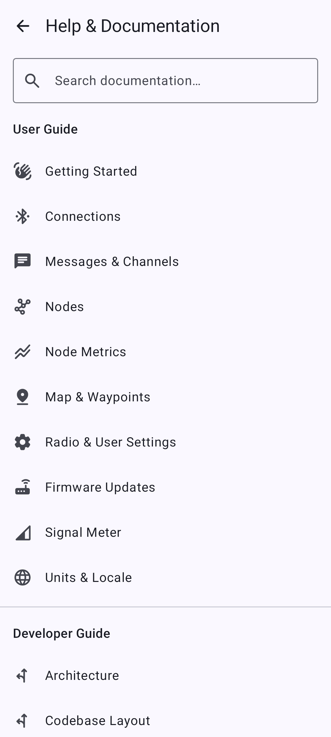 Docs browser with table of contents