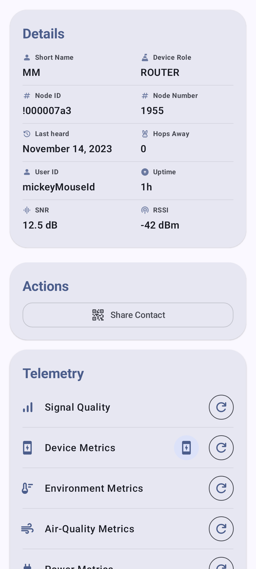 Node detail — local device