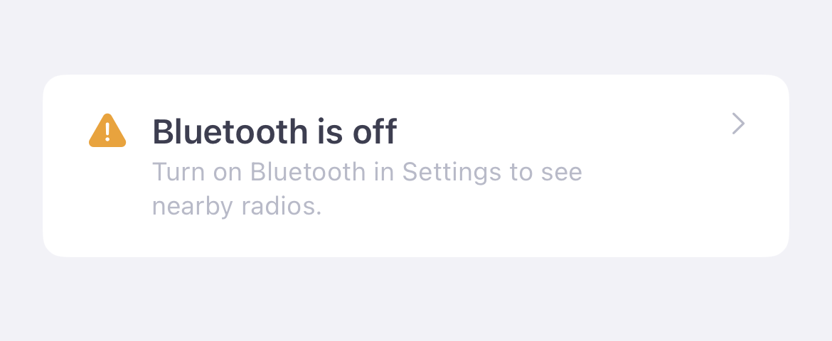 Bluetooth is off row
