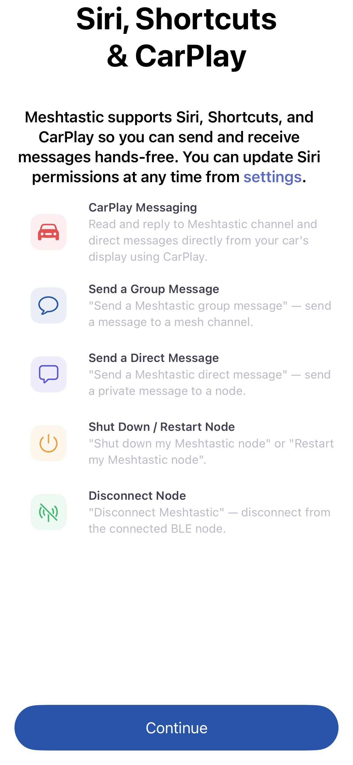 Siri and Shortcuts permission screen